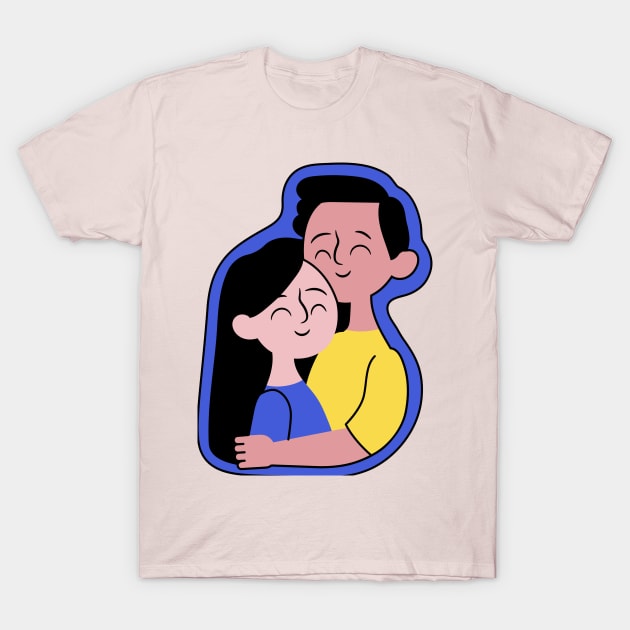 Cute hugging couple sticker T-Shirt by Designs by dreamer